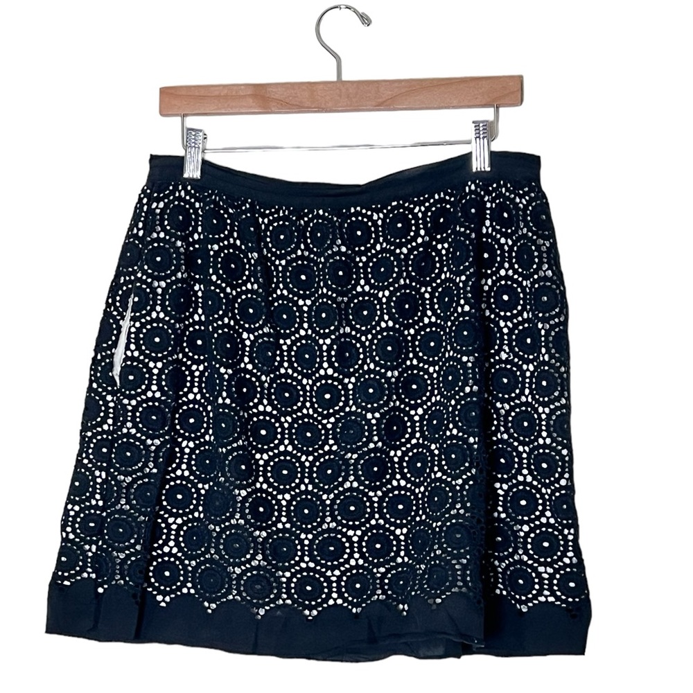 Venini | Black circle patterned A-line mini skirt back zip closure size …